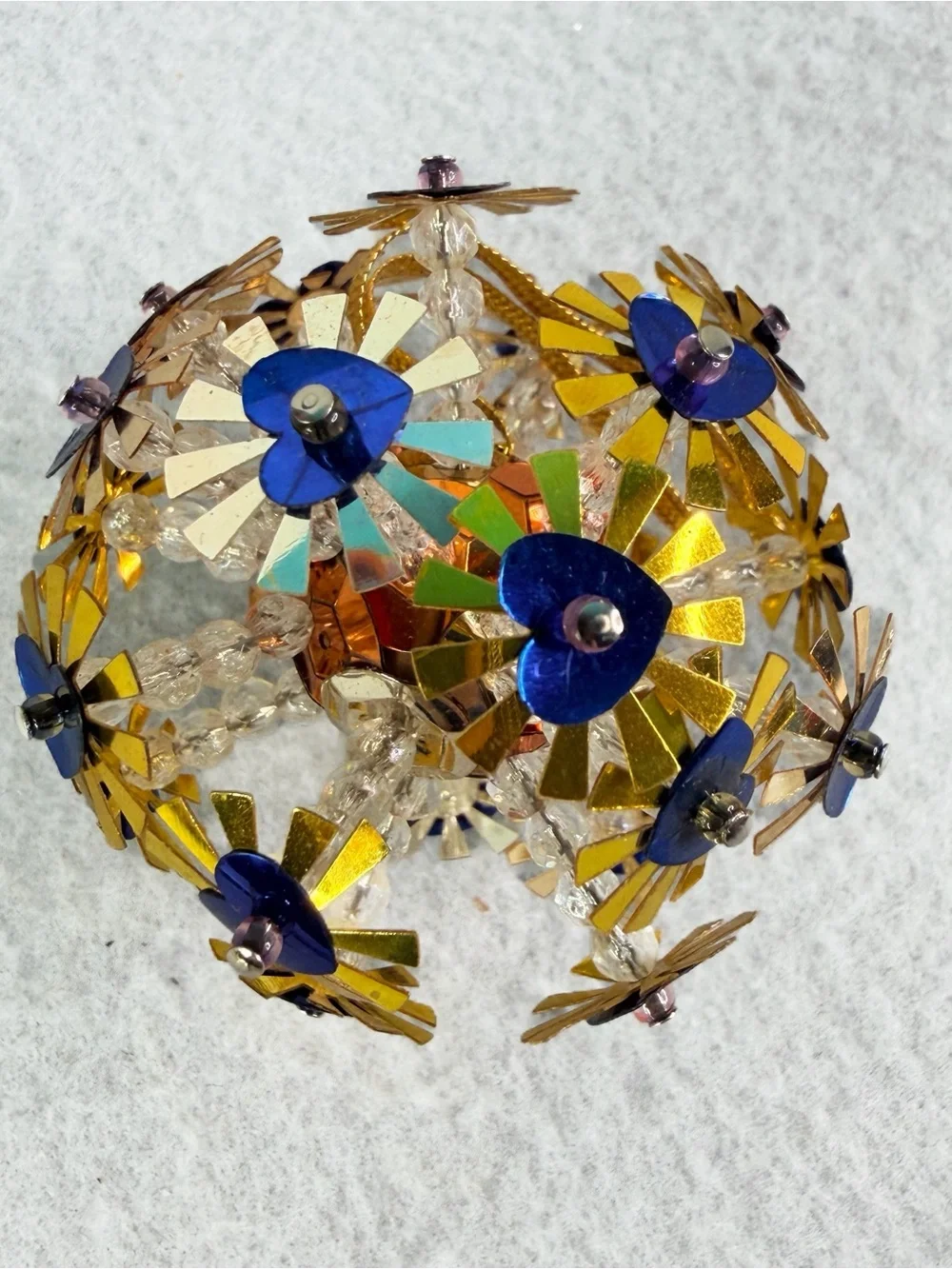Atomic Starburst Cluster Heart Flower Beaded Pushpins Christmas Ornament Vintage